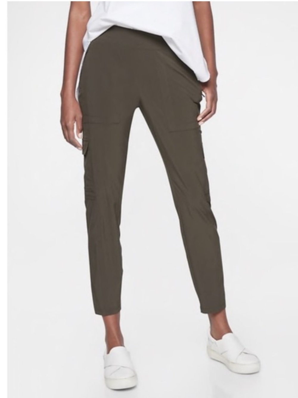 Athleta Chelsea Cargo Pant Arbor Olive Green Pull On Athleisure Zip Pocket-16